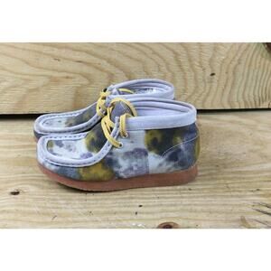 New Clarks Boots Kids 2W Original Wallabee Tie Dye Textile Leather Shoes Chukka